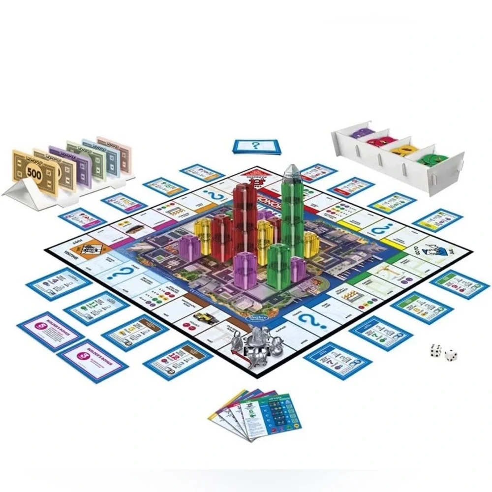 Monopoly Builder Board Game Kids Family Strategy Game Hasbro Stack Sealed New